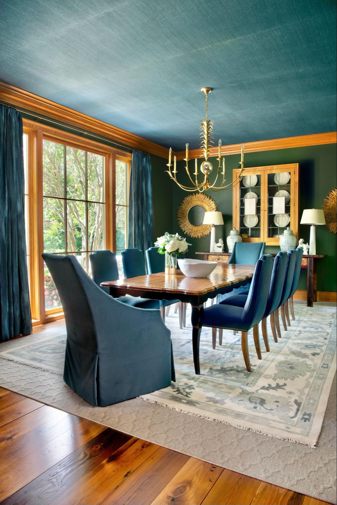 forest green dining room